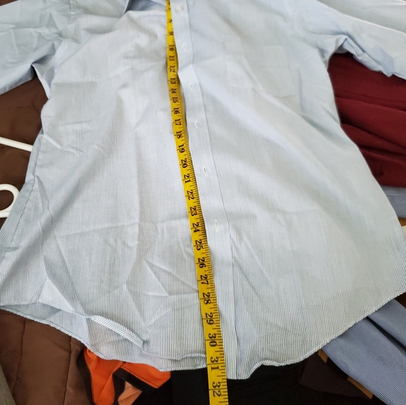 Ketch Men's Button Up Dress Shirt. Blue w/ Stripes. NWOT.  16-34/35 65/35 PolyCo - Picture 8 of 8